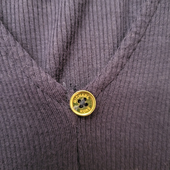 MICHAEL Michael Kors Navy Blue Tie Top With Gold Buttons Sz S - Picture 6 of 6